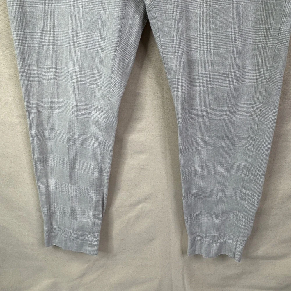 Banana Republic Tailored Fit Pants 33x27 Grey Glen Plaid Linen Blend Preppy